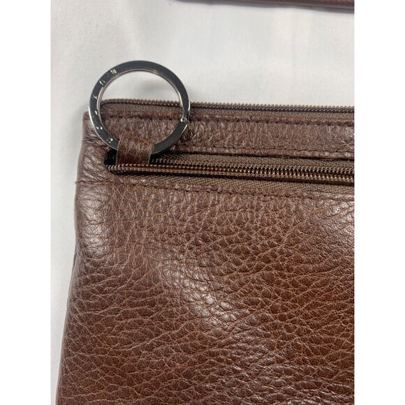 Buxton Zip Coin & Card Case Set w/ Keyring Genuine Brown Pebble Leather 4”x 5" - Picture 3 of 8